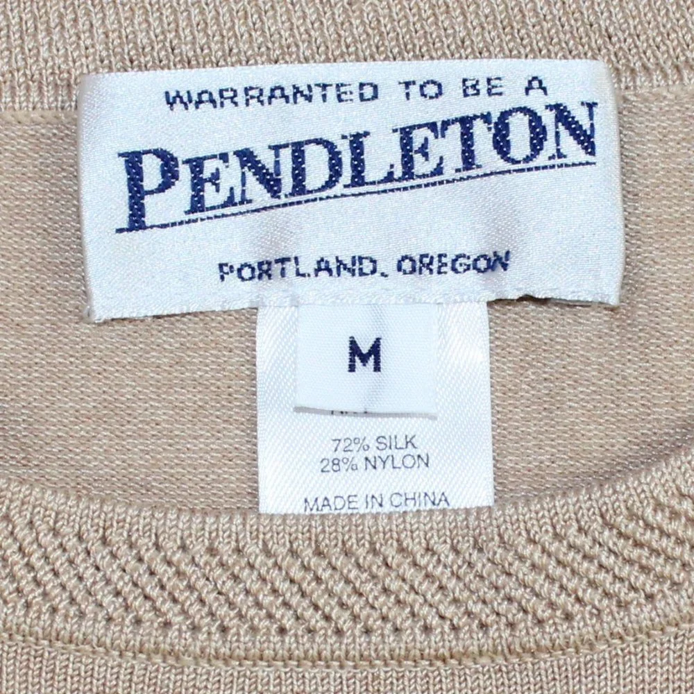 Pendleton Sandy Tan Short Sleeve Spring Style V-Neck Sweater, Size Medium